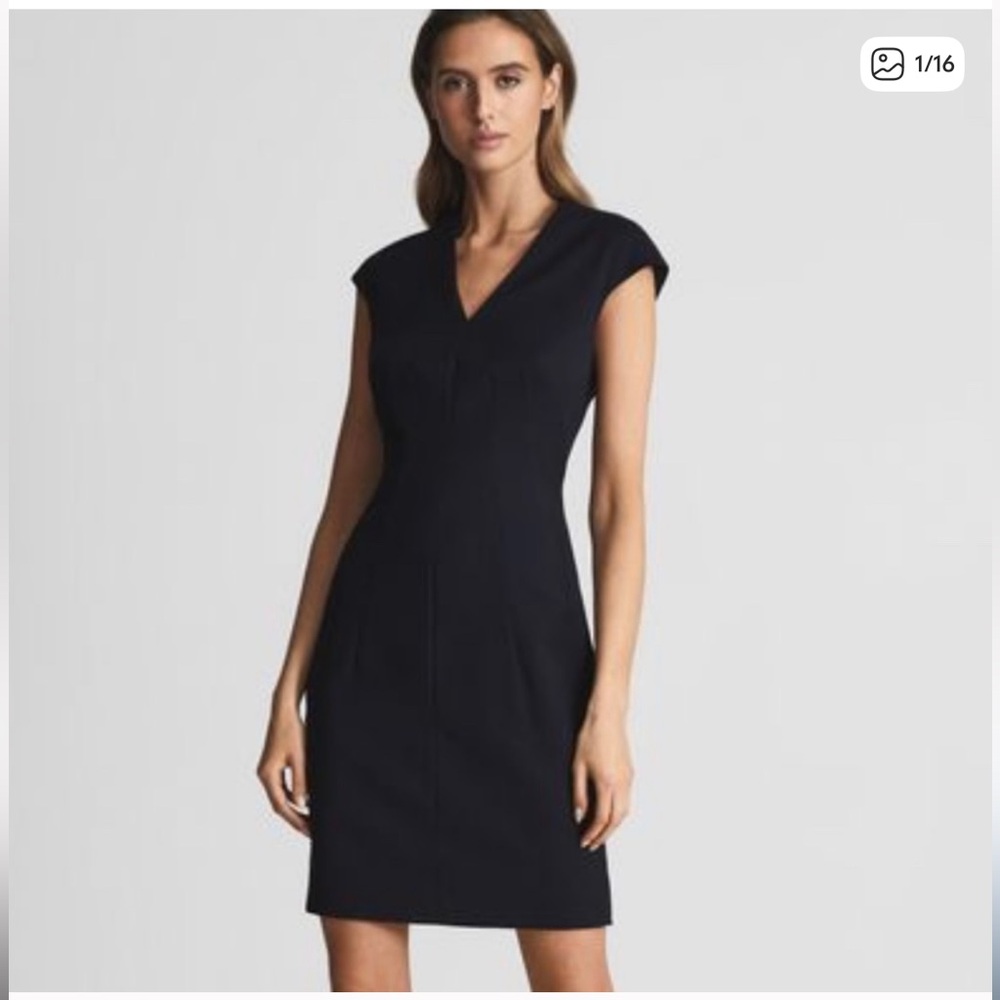 Reiss Midnight Blue Cap Sleeve Formal Dress US 4/UK 8